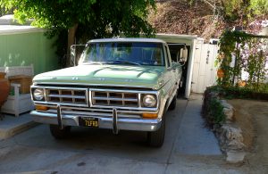 Green pickup truck in Laurel Canyon